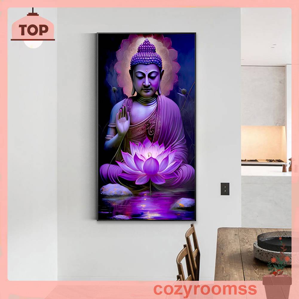 Tranh Đính Đá Kim Cương Toàn Bộ 5D DIY Hình Tượng Phật Trang Trí Nhà Cửa