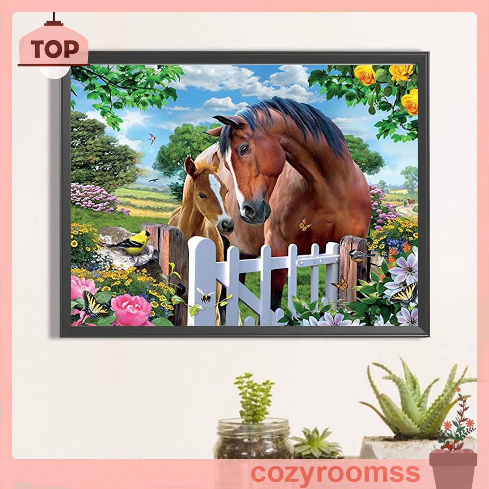 Bộ Tranh Đính Đá 5D Tự Làm Toàn Diện Họa Tiết Ngựa Nghệ Thuật Trang Trí Nhà Cửa