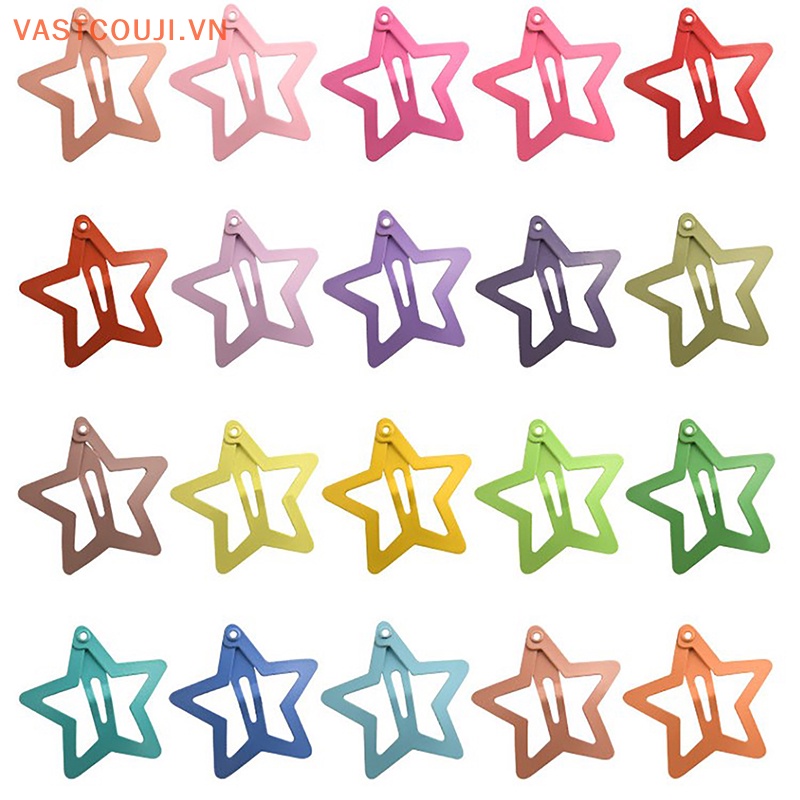 Set 10 Kẹp Tóc Kim Loại Hình Ngôi Sao Nhiều Màu Sắc Dễ Thương Cho Nữ