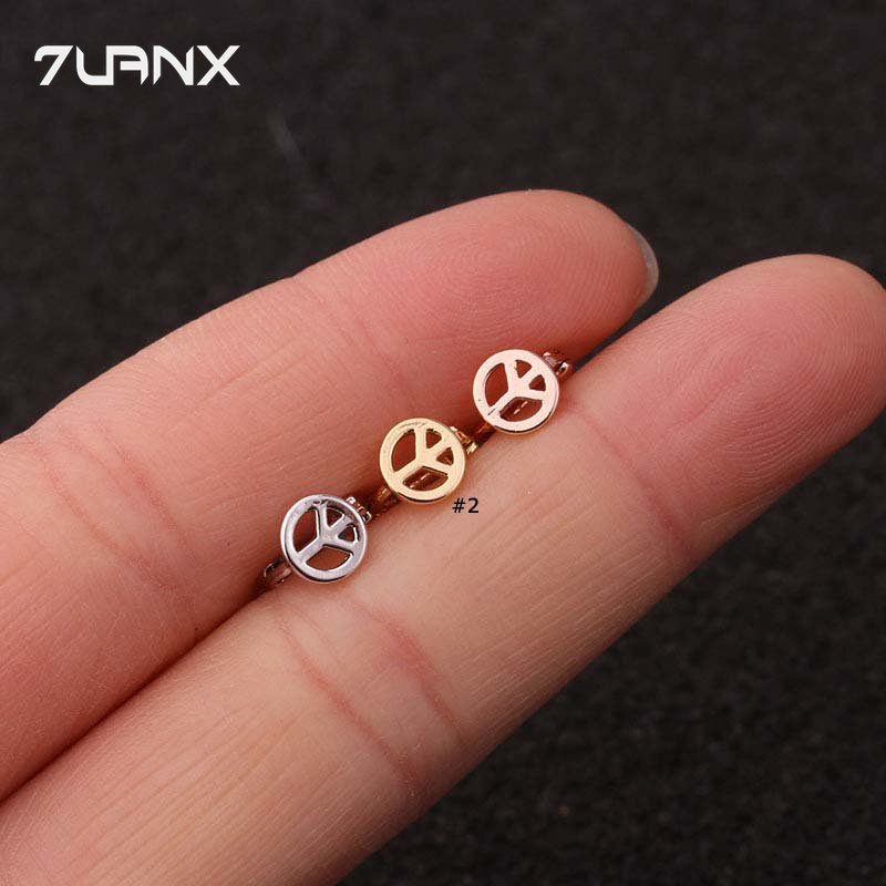 1 Khuyên Tai Tròn Mini Đính Đá Zircon Hình Trái Tim