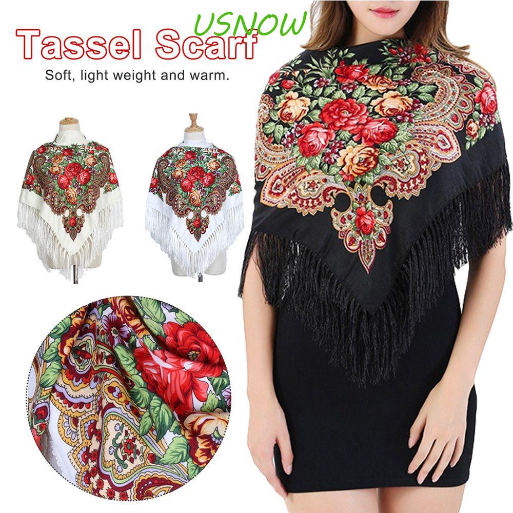 USNOW Khăn Choàng Pashmina Tua Rua In Họa Tiết Thời Trang Cho Nữ