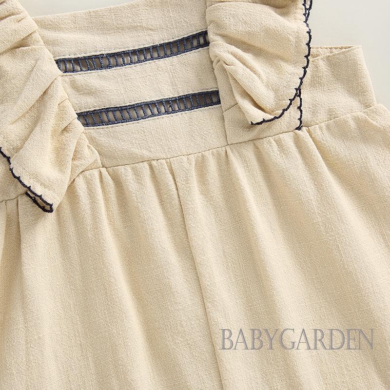 Áo Liền Quần Mùa Hè Tay Ngắn Cổ Vuông Màu Sắc Thời Trang Dành Cho Bé Gái 0-24 Tháng Tuổi