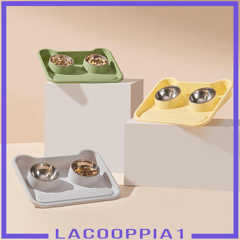 [Lacooppia1] Bộ 2 Bát Đựng Thức Ăn Nước Uống Bằng Thép Không Gỉ Cho Thú Cưng