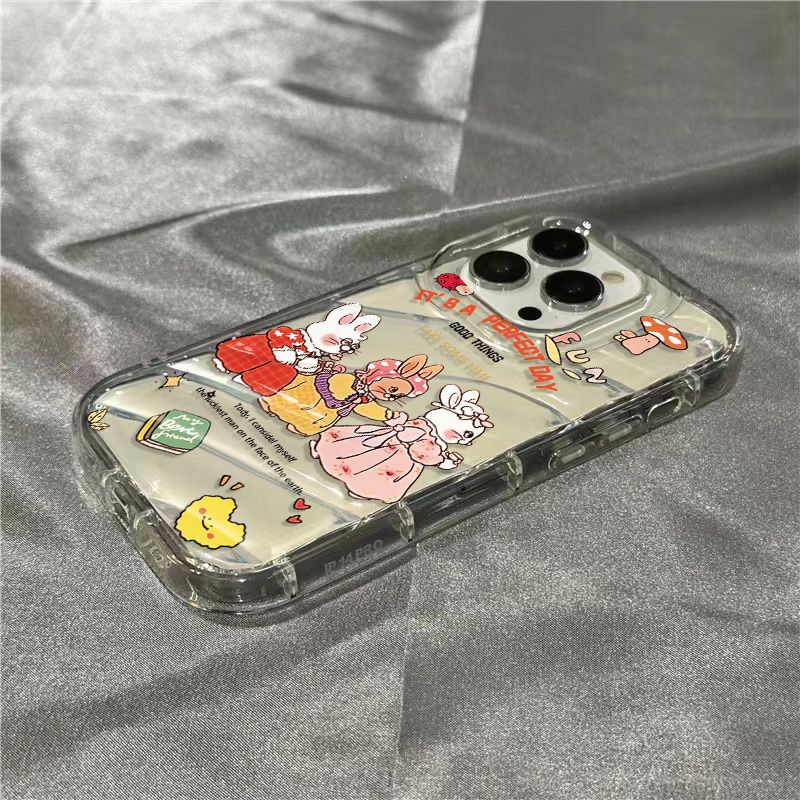 Ốp Điện Thoại Mềm Trong Suốt Hình Ba Chú Thỏ Dễ Thương Cho iPhone14promax 1312 / 11 7 / 8plus xr / sins JYNT