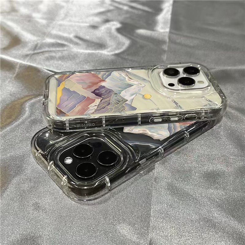 Ốp Điện Thoại Dẻo Trong Suốt Họa Tiết Ngọn Núi Nhiều Màu Sắc Cho iPhone14promax 1312 / 11 7 / 8plus xr / sins BX03