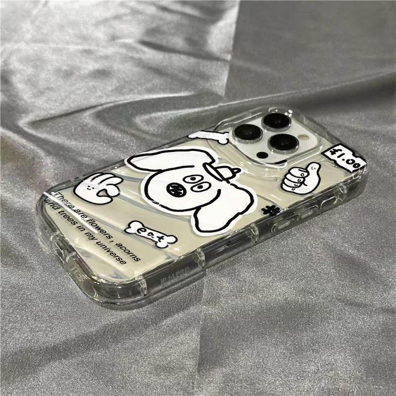 Ốp Điện Thoại Mềm Trong Suốt Họa Tiết Tai Cún Trắng Dễ Thương Cho iPhone14promax11xr plus8 / 1312 7 HQSJ