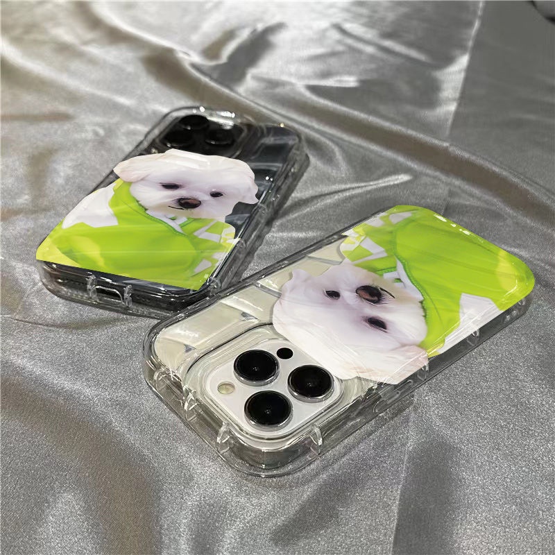 Ốp Điện Thoại Mềm Trong Suốt Hình Cún Con Đeo Áo Khoác Đệm Cho iPhone14promax 1312 / 11 7 / 8plus xr / sins 0VK2