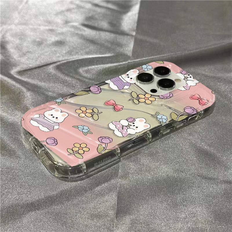 Ốp Điện Thoại Mềm Trong Suốt In Hình Thỏ Và Hoa Dễ Thương Cho iPhone14promax8 1312xr11plus7 GXZ5