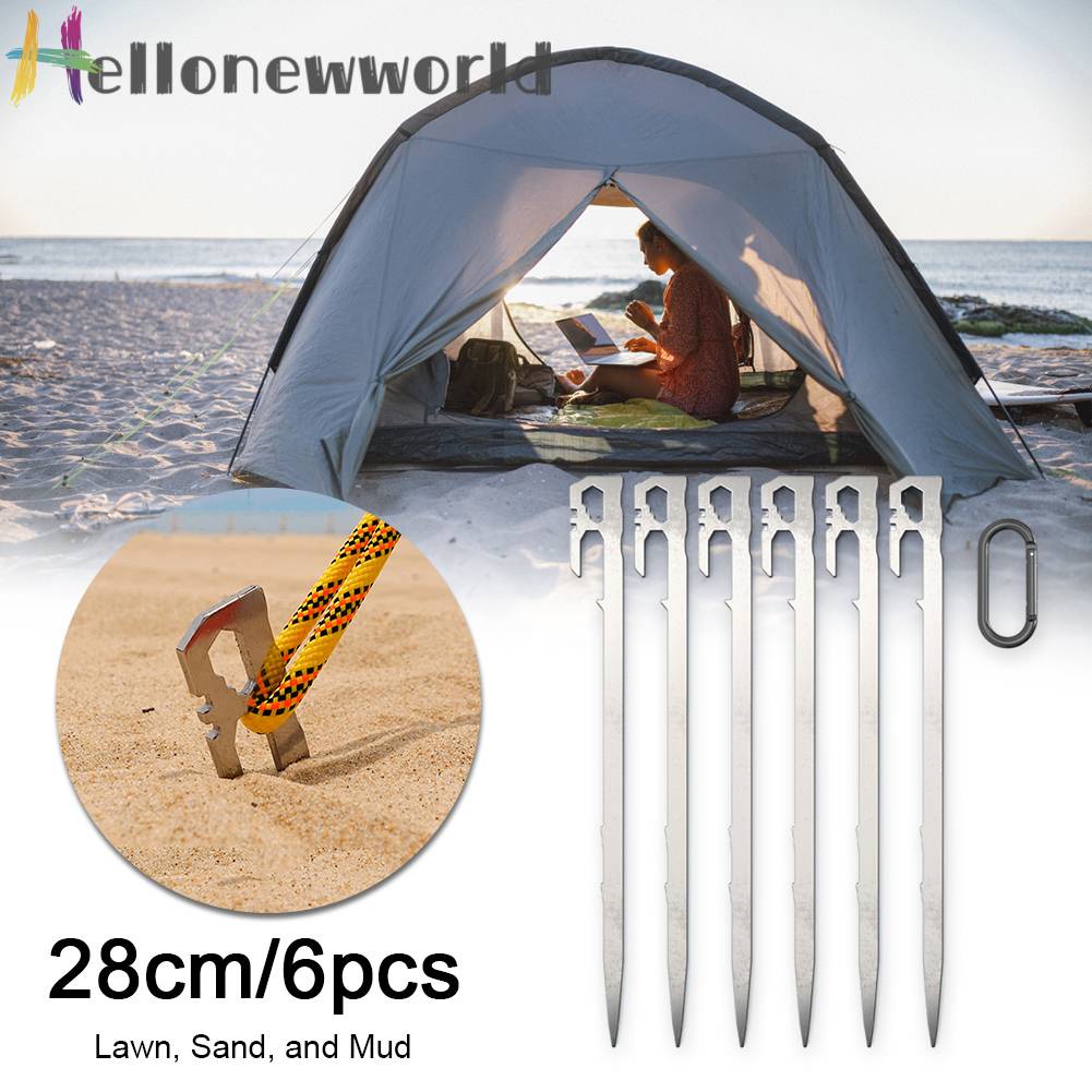 Set 6 Cọc Dựng Lều Bằng Thép Không Gỉ 28cm