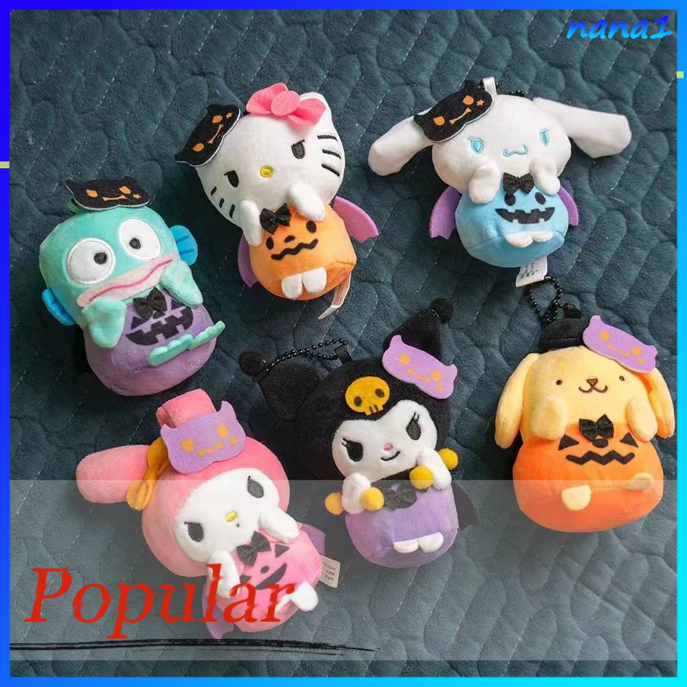 Sanrio Halloween Cool Cinnamonroll Kuromi Melody Búp bê Hello Kitty Bí ngô Búp bê mềm mại Sang trọng Ba lô Mặt dây chuyền Móc khóa trang trí nana1.vn