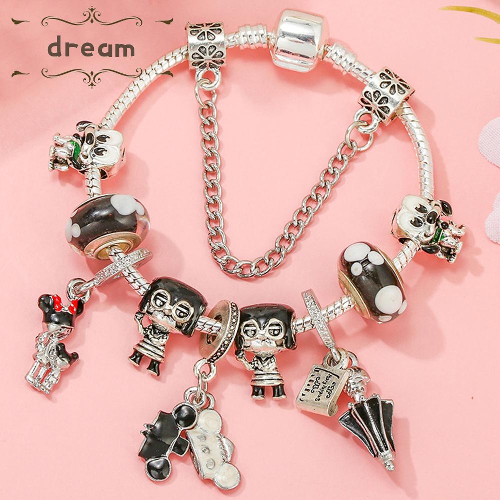 【DREAMLIFE】Timeless and Elegant Antique Silver Plated Crystal Heart Bead Bracelet for Women