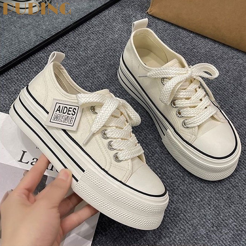 .Giày Thể Thao Vải Bạt Thời Trang Hàn Cho Nữ Giày Thể Thao Đế Dày Thời Trang Mùa Hè Cho Nữ Giày Thể Thao Thoáng Khí Thời Trang Năng Động Giày Vải Phù Hợp Với Học Sinh Với Giày Vải