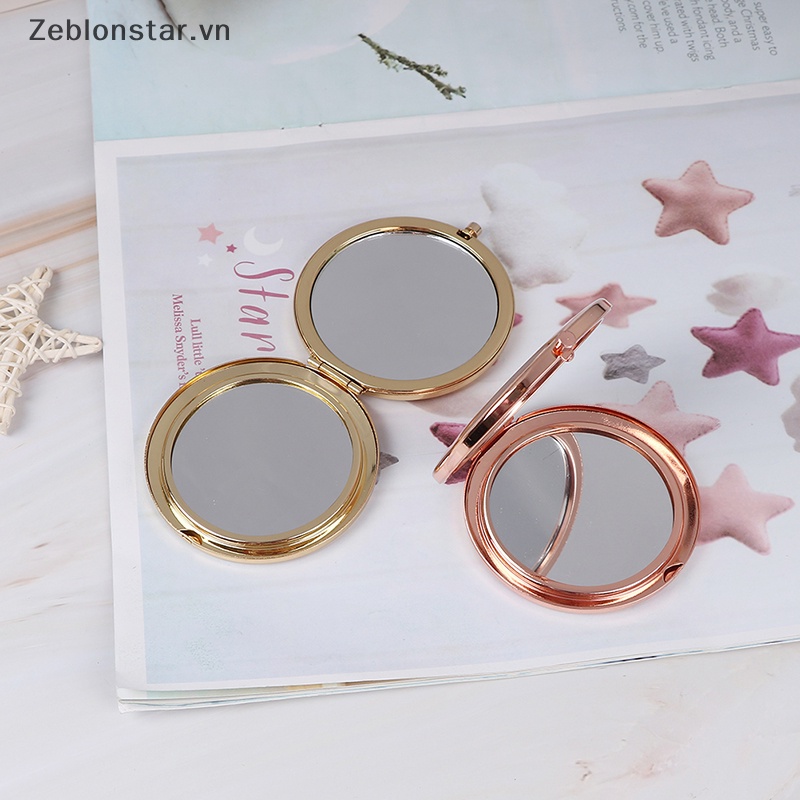 [:] Hợp kim cổ điển gương nhỏ gọn bỏ túi gương trang điểm gấp gương mỹ phẩm lúp ~~