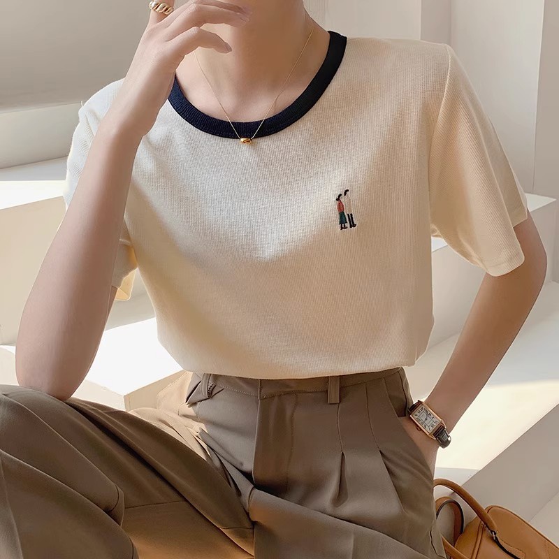 Áo phông áo thun áo quảng châu croptop áo thun màu be áo phông trắng áo phông đen trơn áo croptop basic cặp đôi