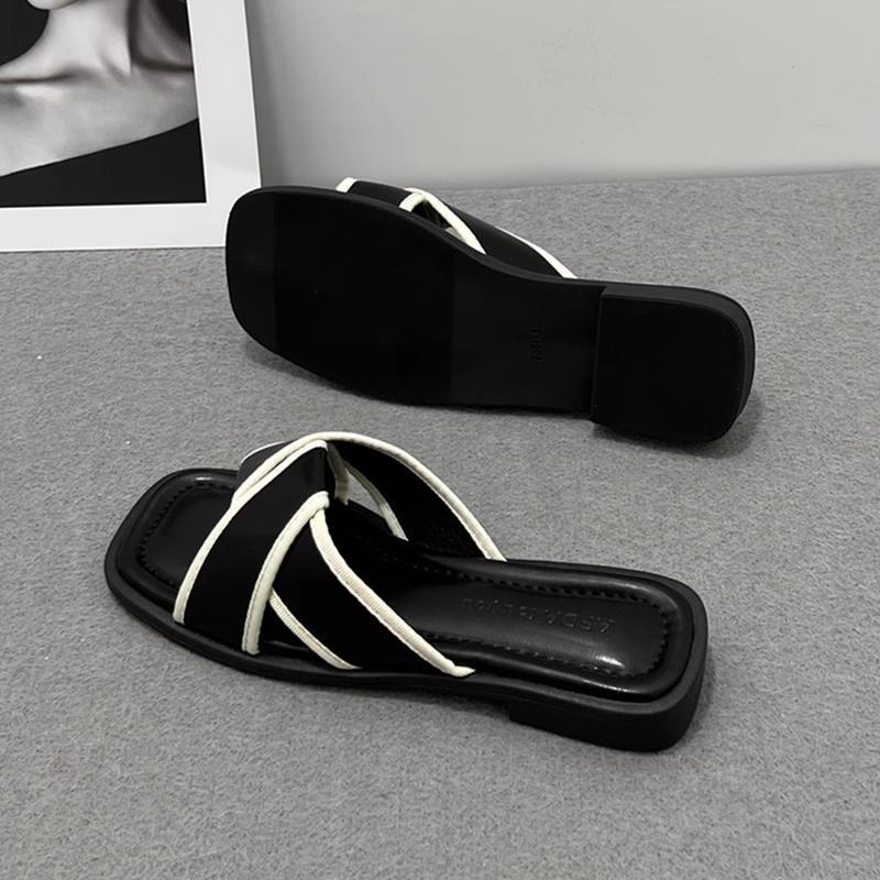 Huaqoo Dép sandal dép giày nữ Màu Sắc Đơn Giản Thoải Mái Cao Gót Chống Trơn Trượt dép đế xuồng 28ZHDLX062717
