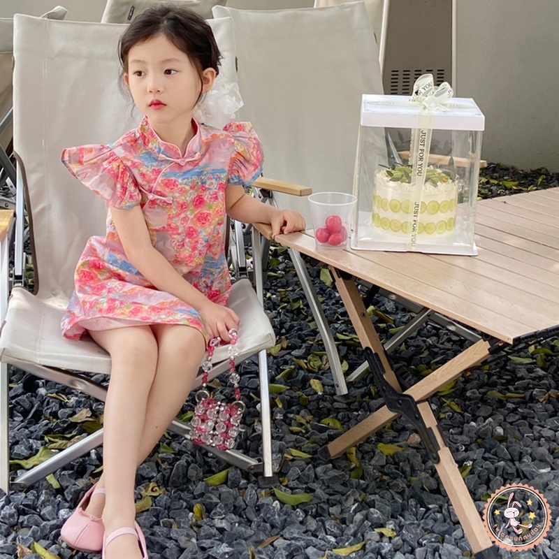 Đầm Công Chúa Cổ Đứng Thoáng Khí Thân Thiện Với Da Thời Trang Mùa Hè Hàn Quốc Cho Bé Gái