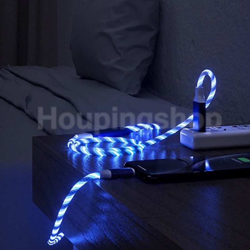 Cáp Sạc Nhanh Micro USB Type C Có Đèn LED Phát Sáng Cho Điện Thoại Di Động