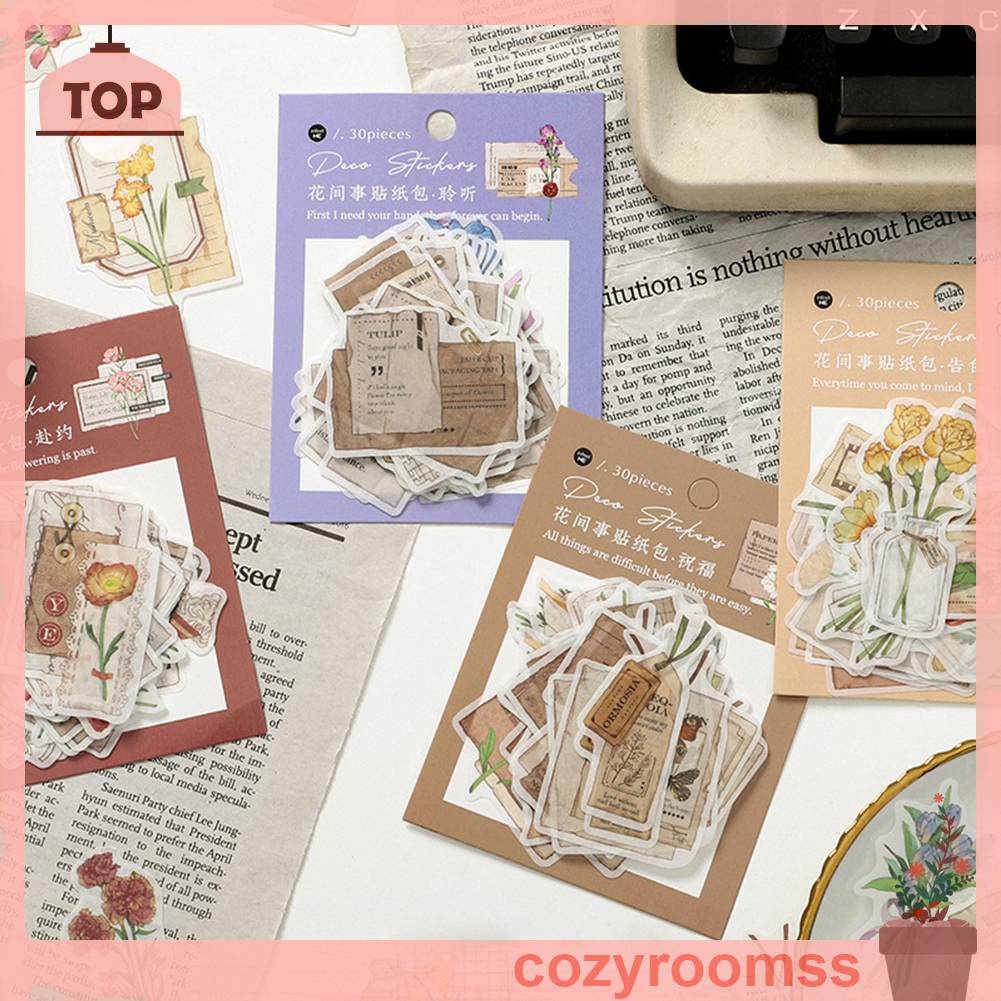 Bộ 30 Miếng Dán Trang Trí Album Sáng Tạo Kiểu Retro