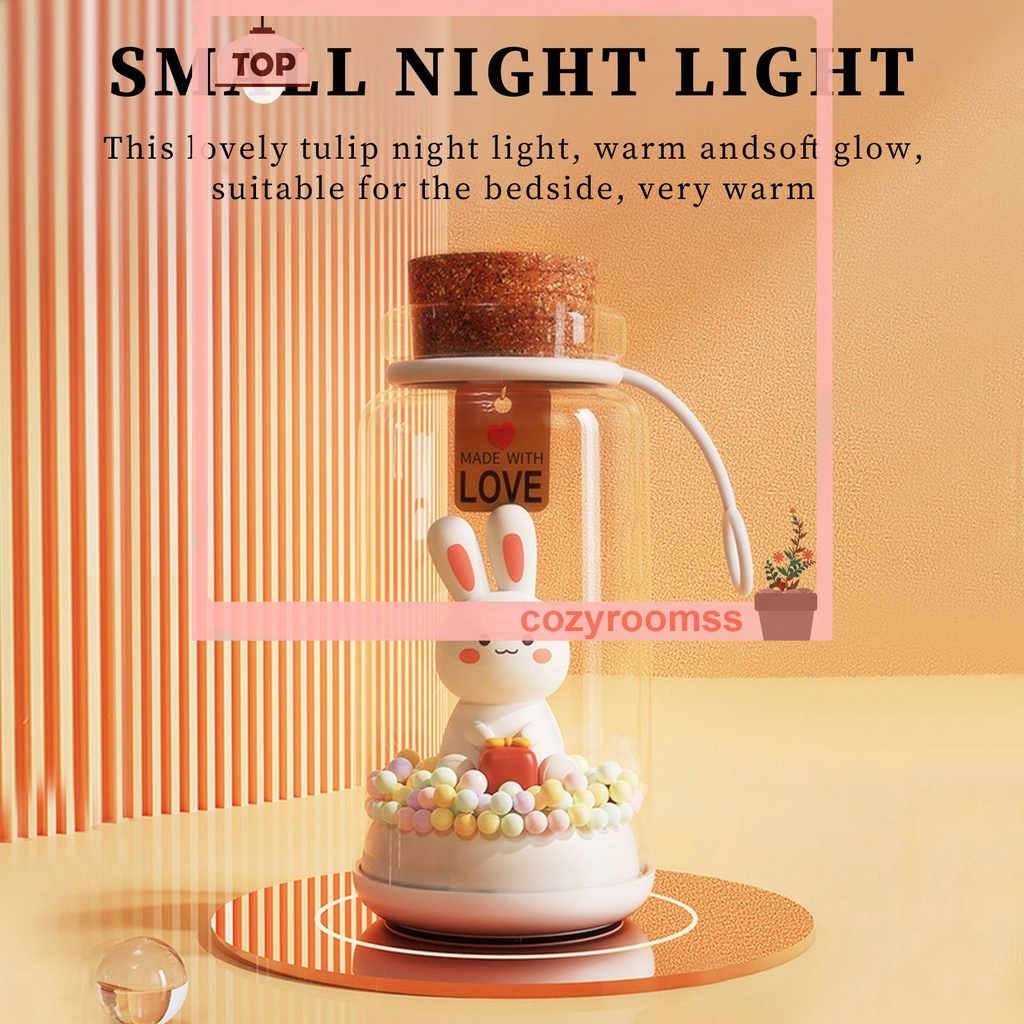 Đèn LED USB 500mAh Hình Thỏ 3 Bánh Răng Có Thể Điều Chỉnh Độ Sáng Dùng Trang Trí