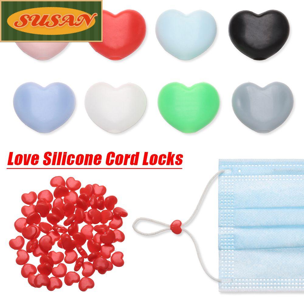 SUSANS Set 50 / 100 Khóa Dây Bằng Silicon Mềm Hình Trái Tim Có Thể Điều Chỉnh