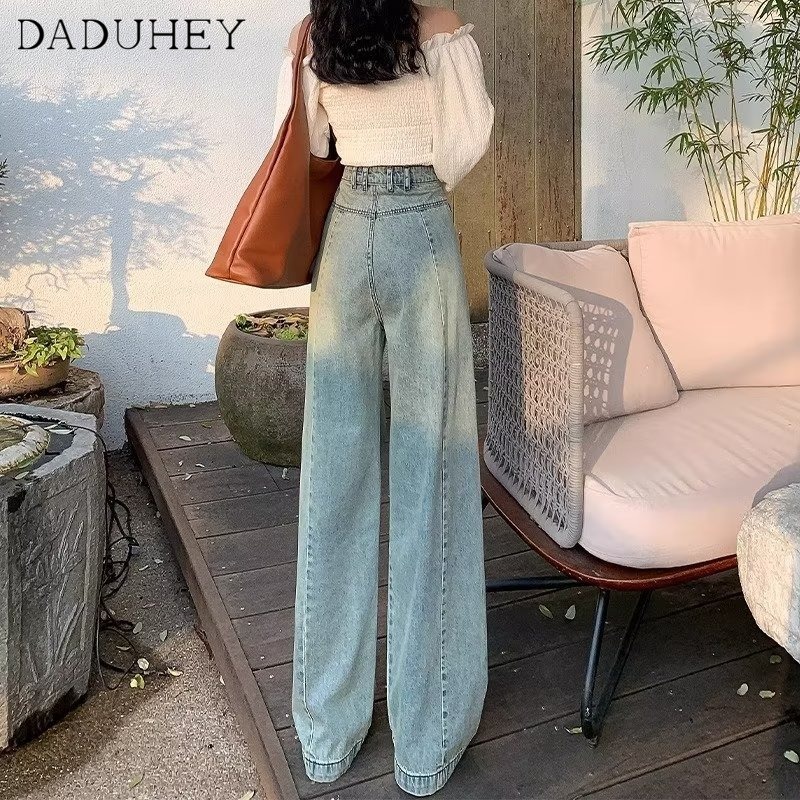 DaDuHey New American Ins High Street Hip Hop Jeans Niche High Waist Loose Wide Leg Pants Large Size Trousers