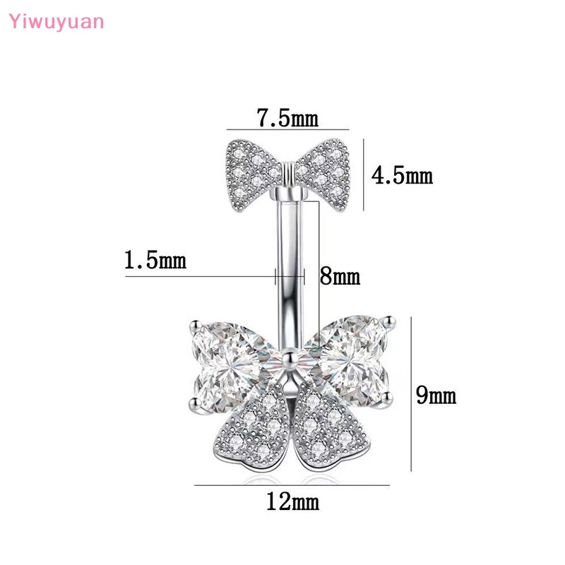 Khuyên Rốn Hình Nơ Đính Đá Zircon Thời Trang Mới Cho Nữ