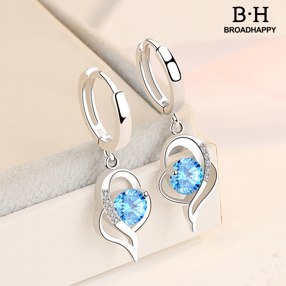 Bông Tai Hình Trái Tim Đính Đá Thời Trang Dành Cho Nữ