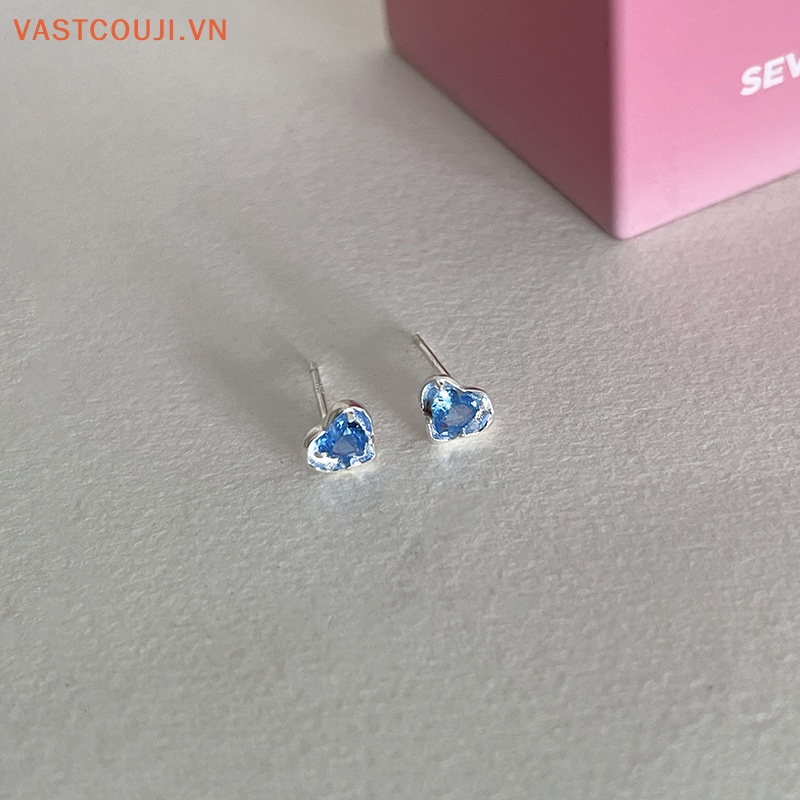 1 Đôi Bông Tai Hình Trái Tim Đính Đá Zircon Nhiều Màu Sắc Thời Trang Cho Nữ