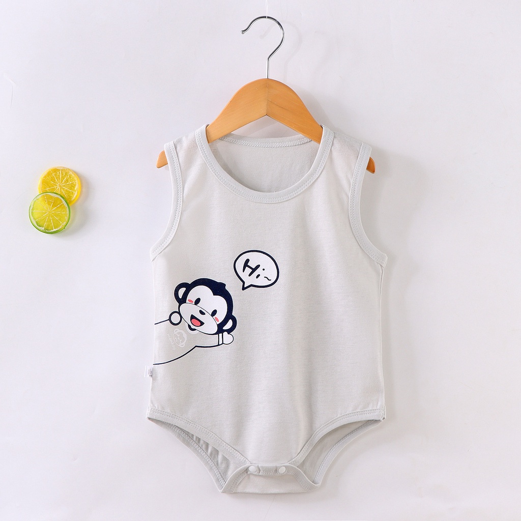 Bộ Áo Liền Quần Bằng Cotton Không Tay Dành Cho Bé Sơ Sinh 0-18 Tháng