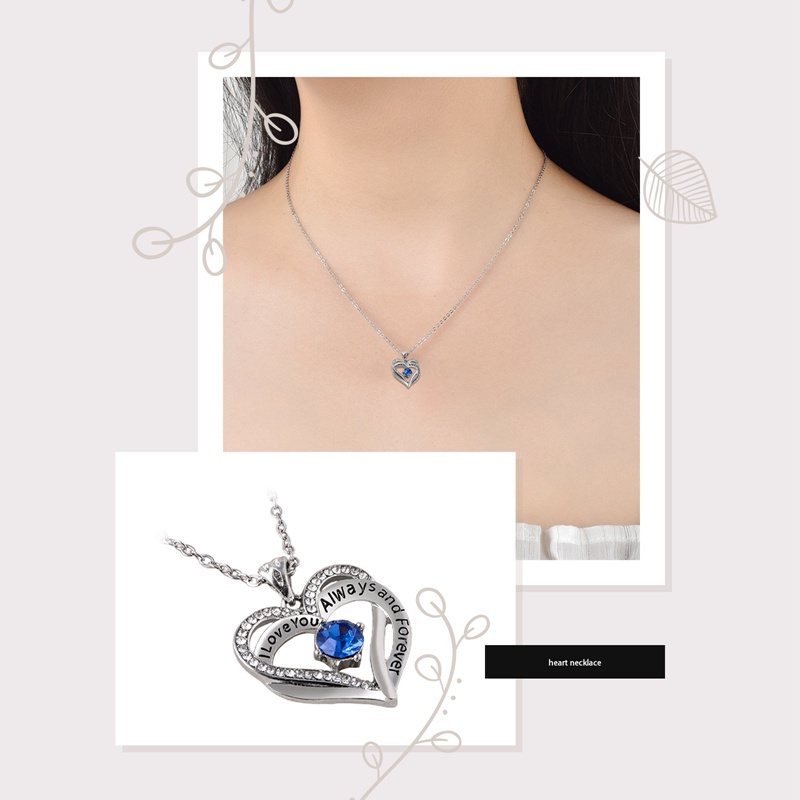 Ygt Vòng cổ Mặt Đá Sapphire Hình Trái Tim Bằng Thép Không Gỉ Thời Trang Cho Nữ