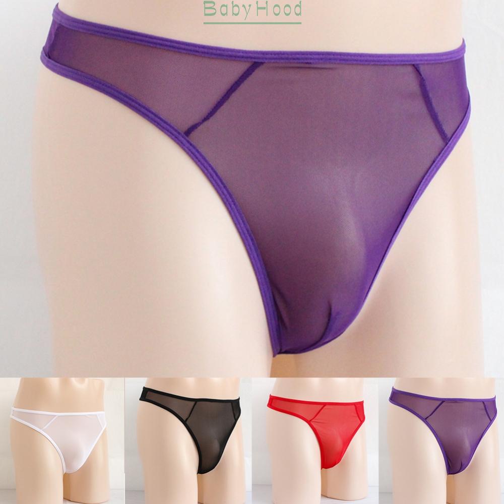 Mens Sexy String Pouch Thong G-string T-Back Thin Mesh Sheer See-Through Briefs#BBHOOD