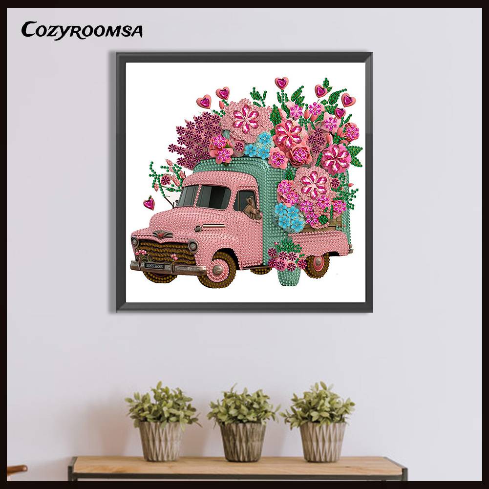 Bộ Tranh Đính Đá 5D Họa Tiết Xe Hơi Phong Cách Vintage Độc Đáo DIY Dùng Trang Trí