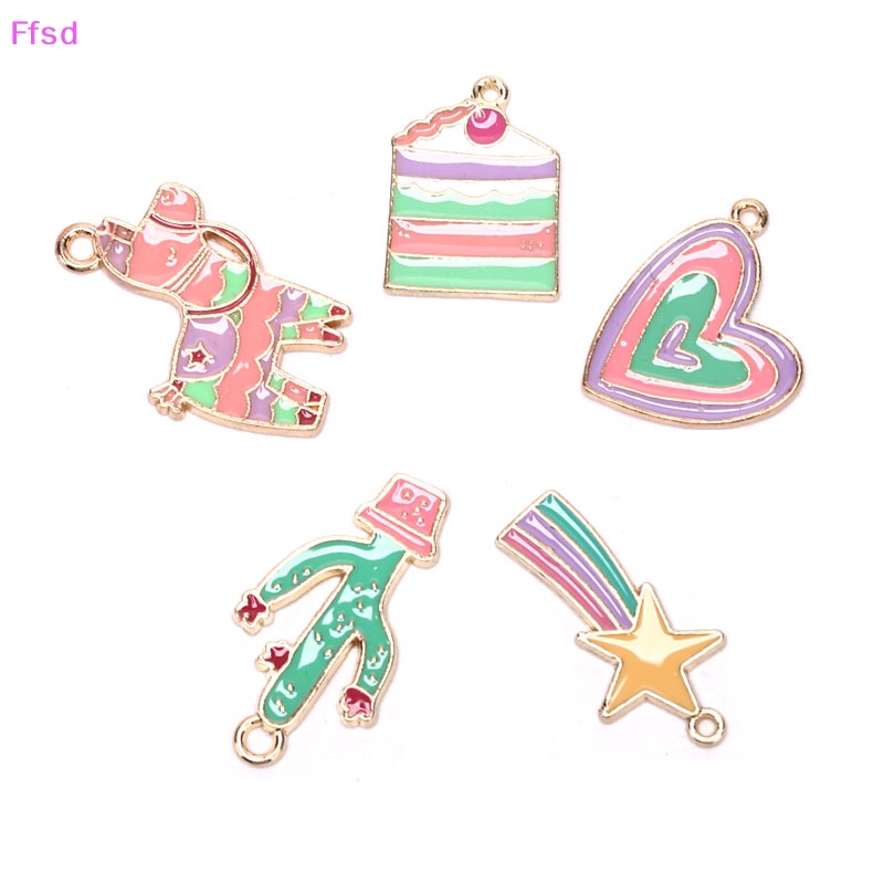 Set 10 Mặt Dây Chuyền Hợp Kim Tráng Men DIY Làm Quà Tặng * Bán Chạy {Ffsd}} Ffsd}} Nhiều Kiểu Dáng Tùy Chọn