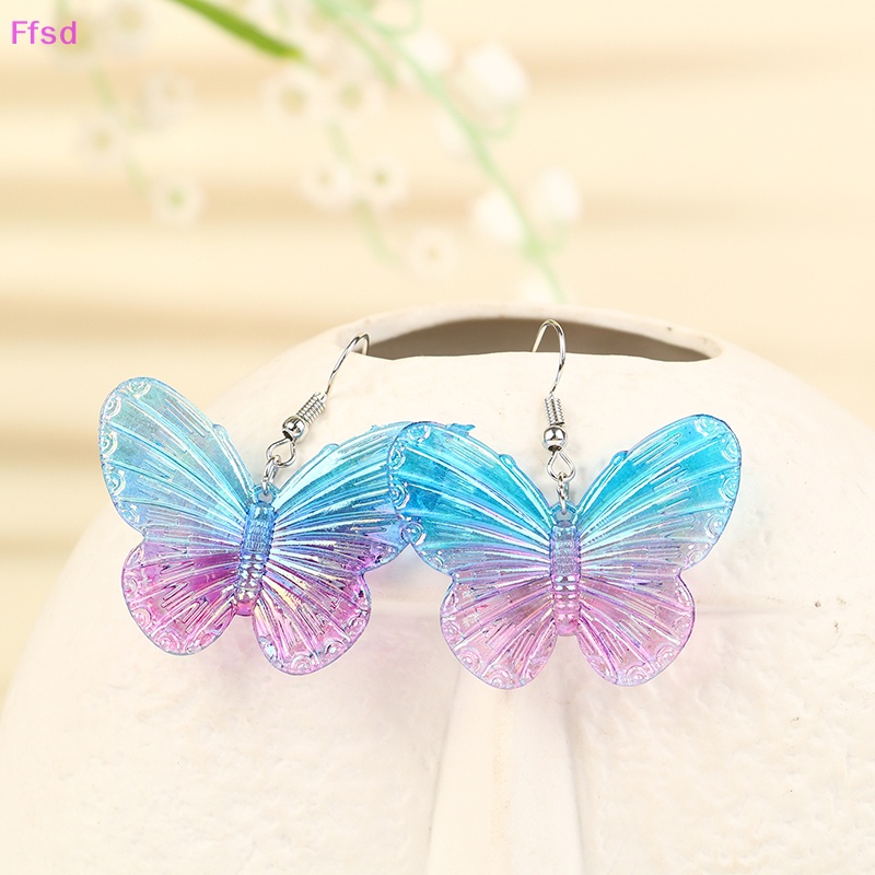 1 Đôi Bông Tai Acrylic Hình Bướm Nhiều Màu Thời Trang Dành Cho Nữ