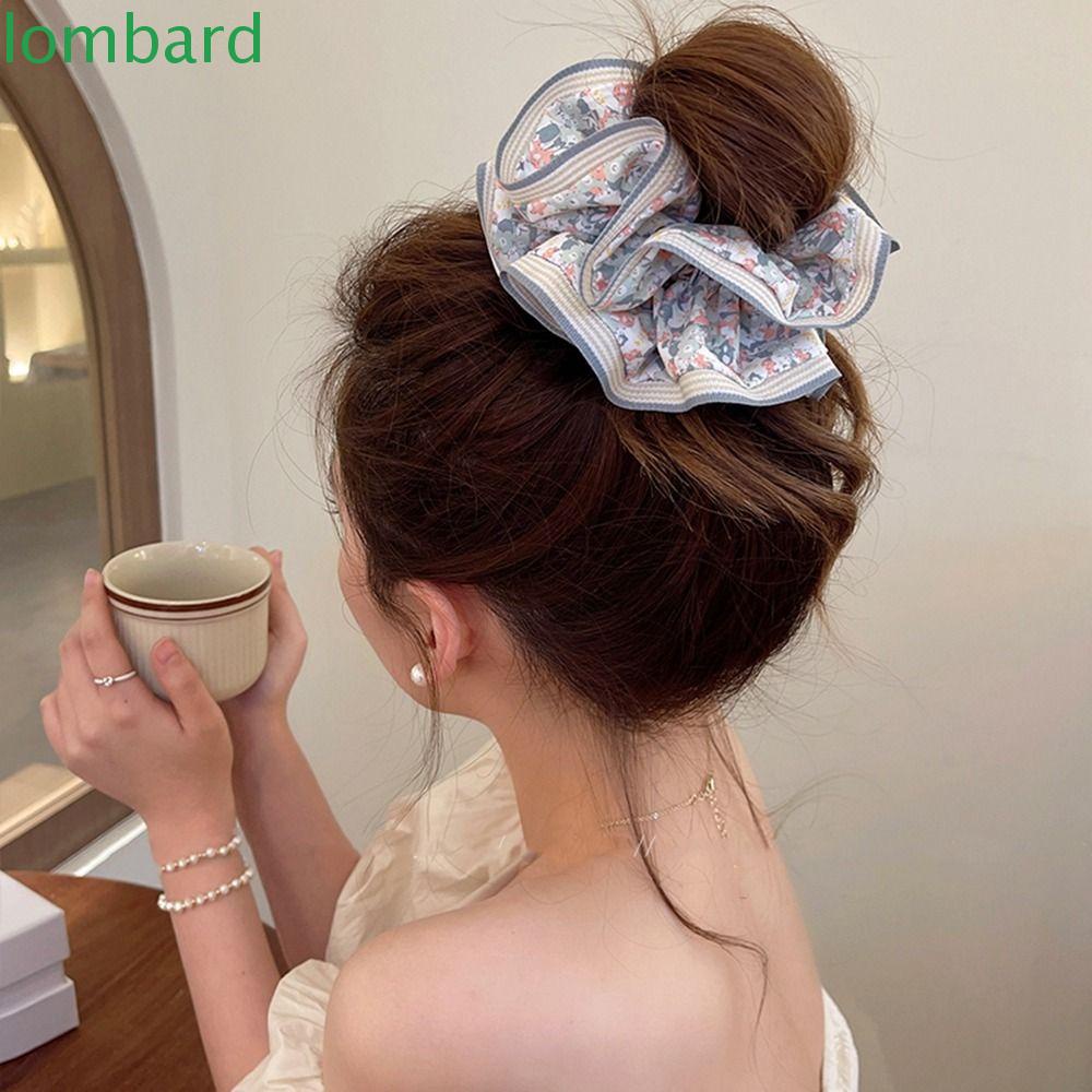 LOMBARD Dây Cột Tóc Họa Tiết Hoa Đơn Giản Phong Cách Hàn Quốc Cho Nữ