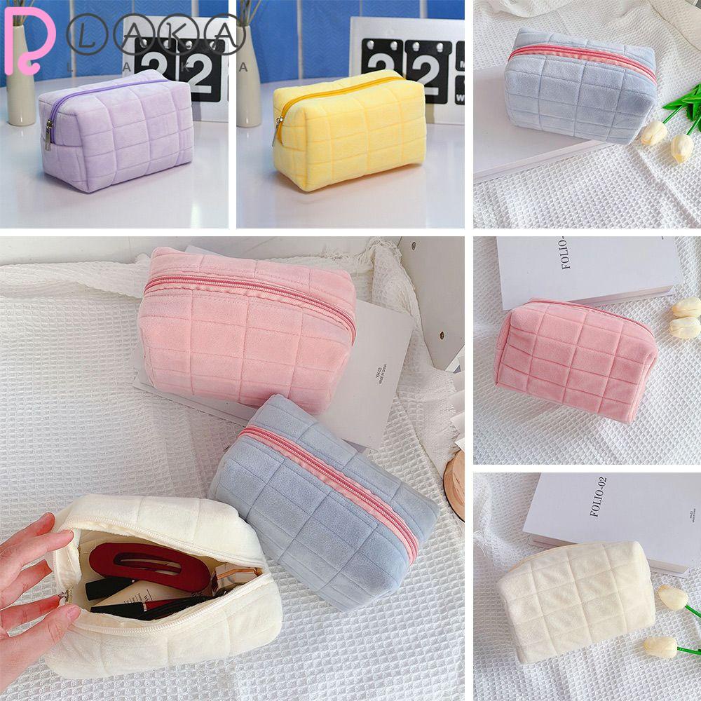 LAKAMIER Túi Đựng Bút Bằng Vải Bạt Phối Lông Hình Hoạt Hình Dễ Thương