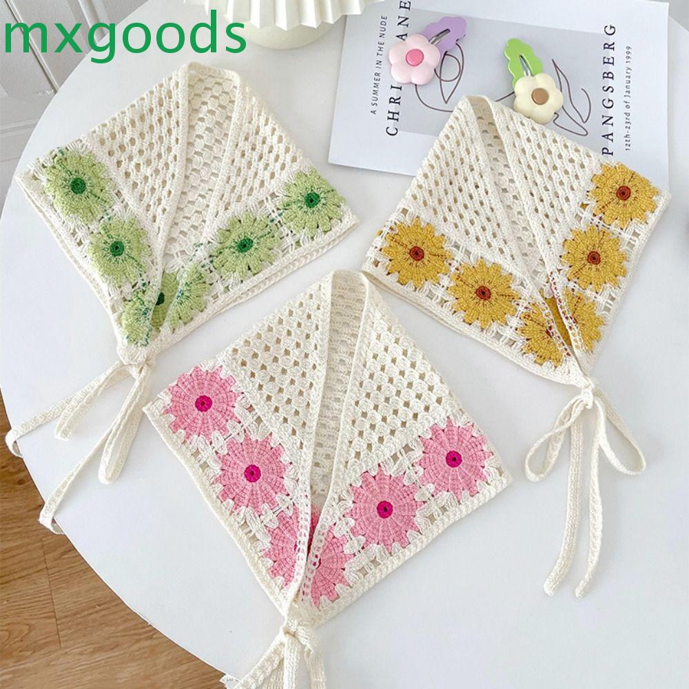 MXGOODS Băng Đô Đan Móc Hình Tam Giác Họa Tiết Hoa Cúc Thời Trang