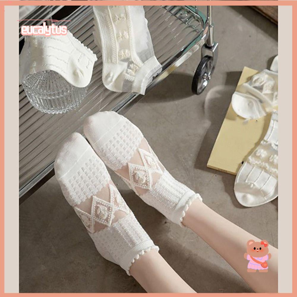 EUTUS Set 5 Đôi Tất Ngắn Mềm Mại Chống Trượt In Họa Tiết Thời Trang Mùa Hè