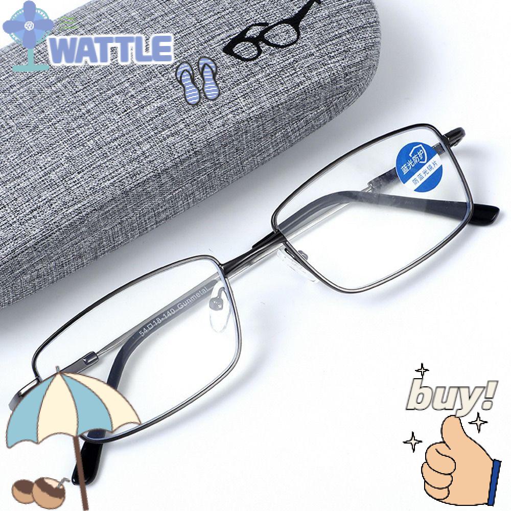 WTTLE Kính Đọc Sách Gọng Vuông Kim Loại Siêu Nhẹ Ánh Sáng Xanh Chống Ánh Sáng Xanh Thanh Lịch Bảo Vệ Mắt Cho Nam Và Nữ