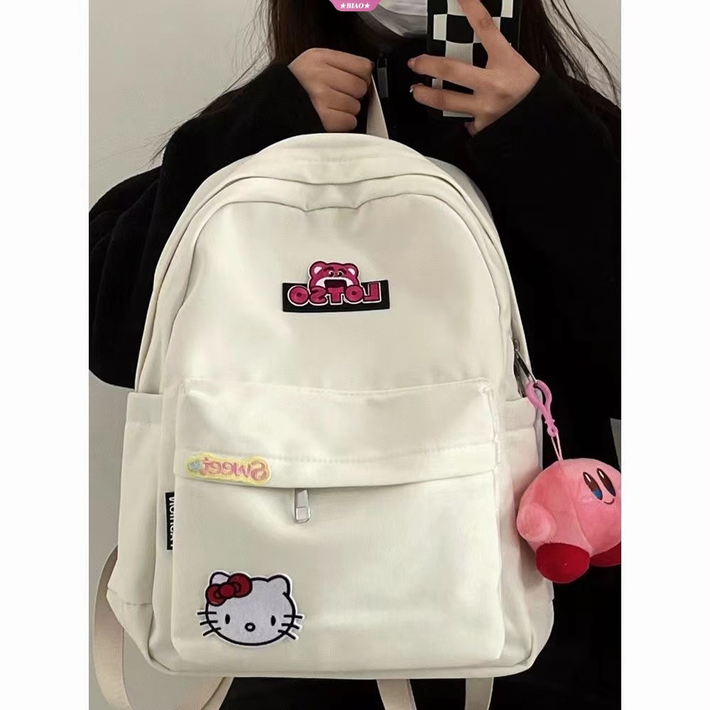 Balo Đựng Laptop Chống Thấm Nước Có Khóa Kéo In Hình Sanrio Hello Kitty Yk2
