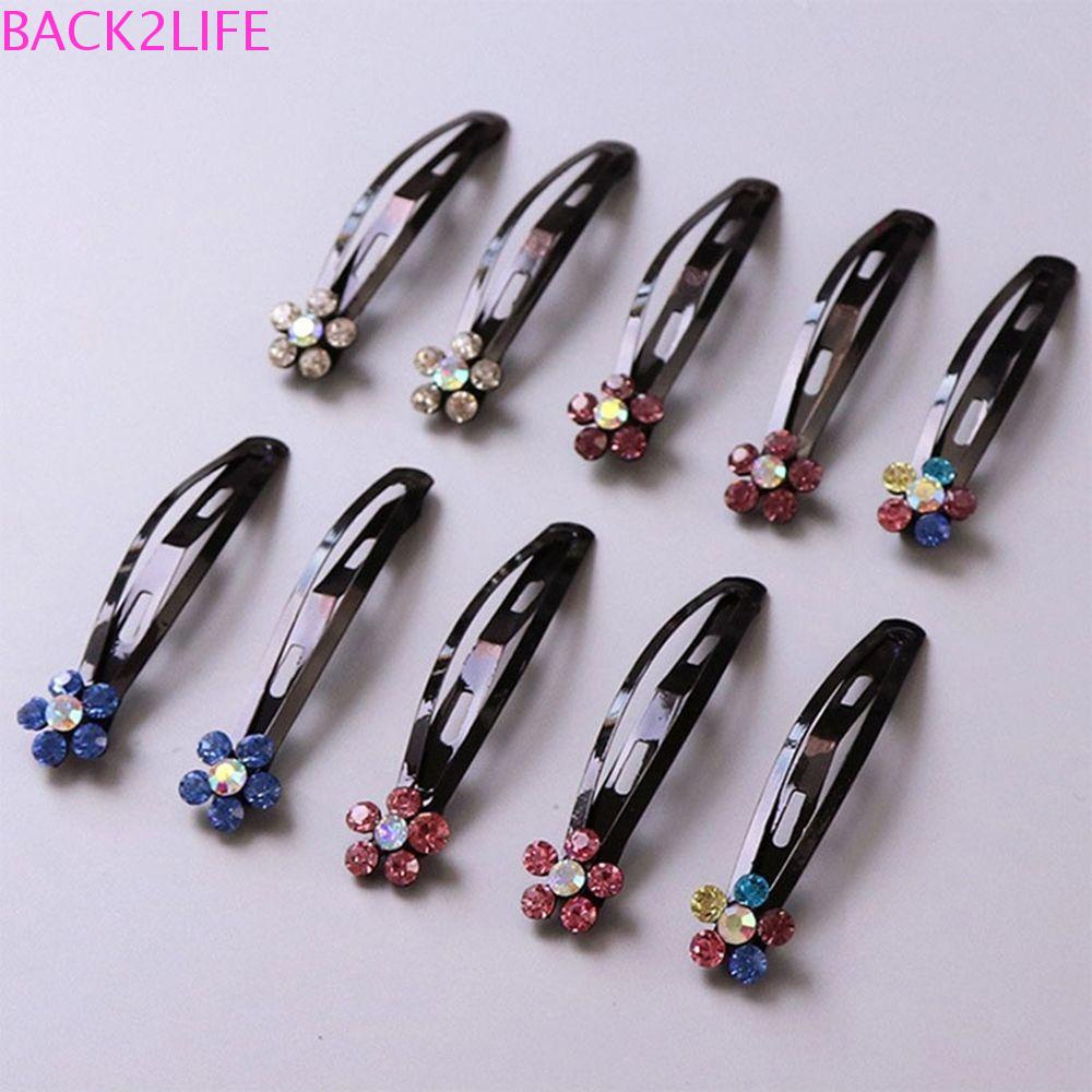 BACK2LIFE Kẹp Tóc Kim Loại Màu Đen Đính Đá Thời Trang