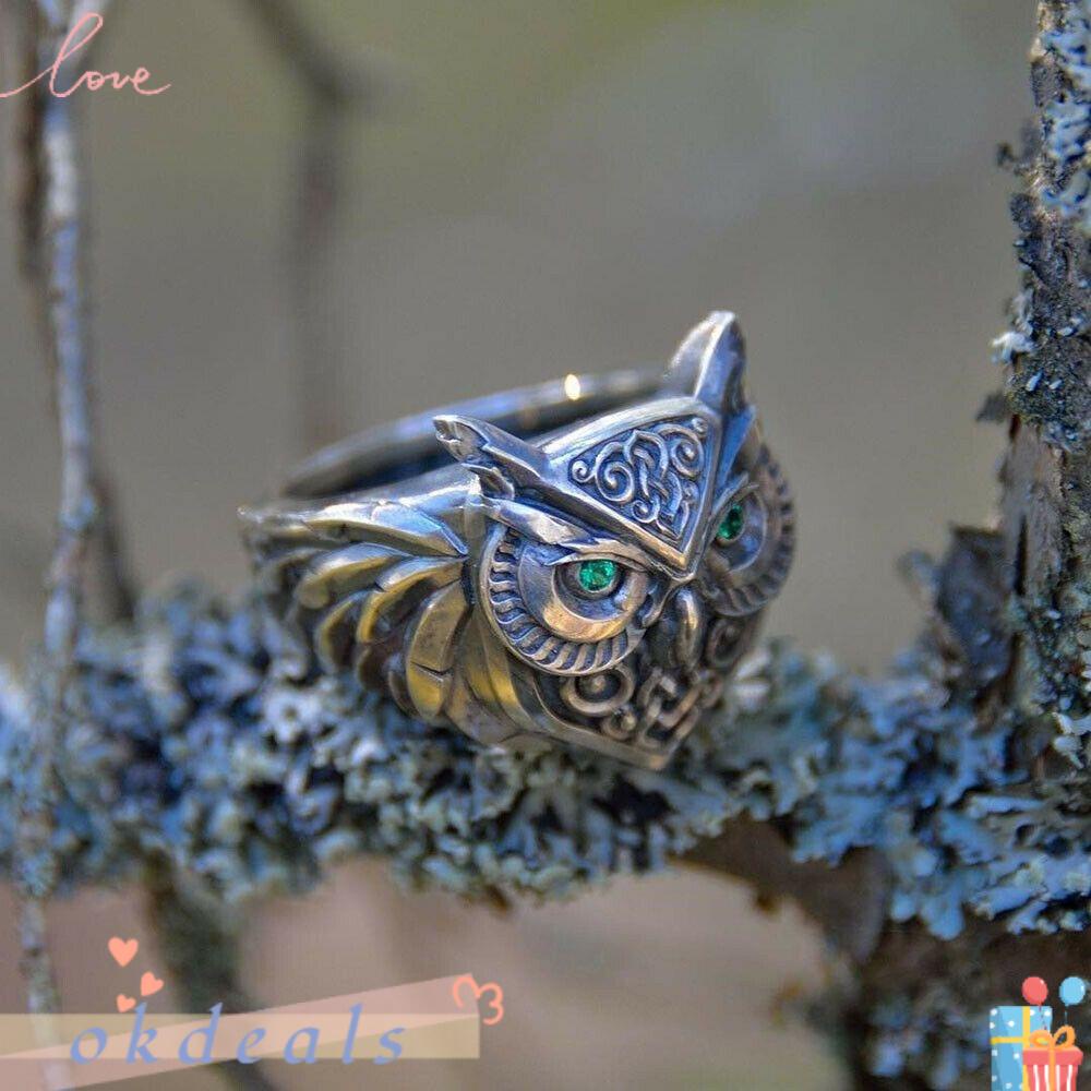 OKDEALS Nhẫn Hình Chim Cú 3D Thời Trang