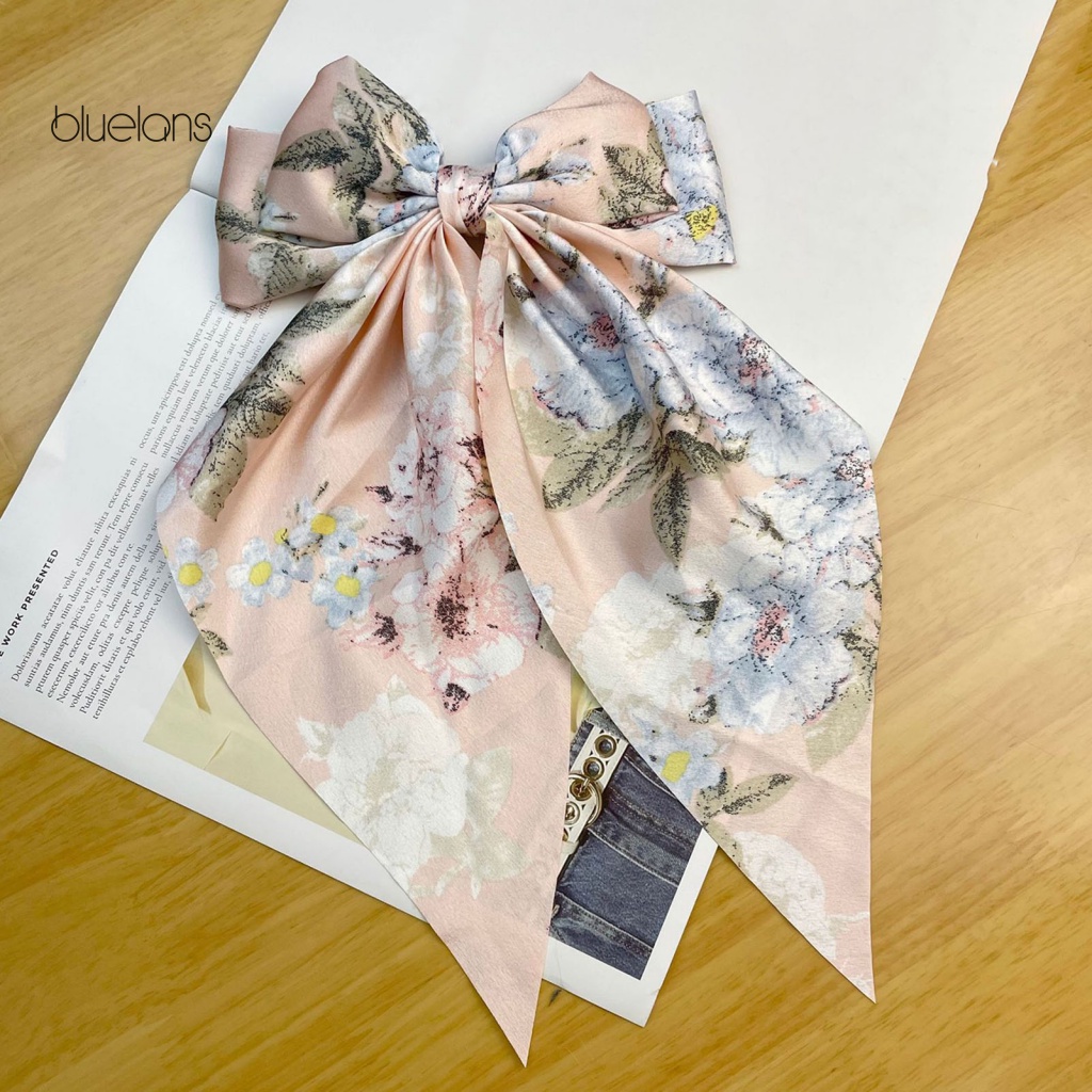 Kẹp Tóc Nơ Hai Lớp In Họa Tiết Hoa Xinh Xắn Dành Cho Nữ