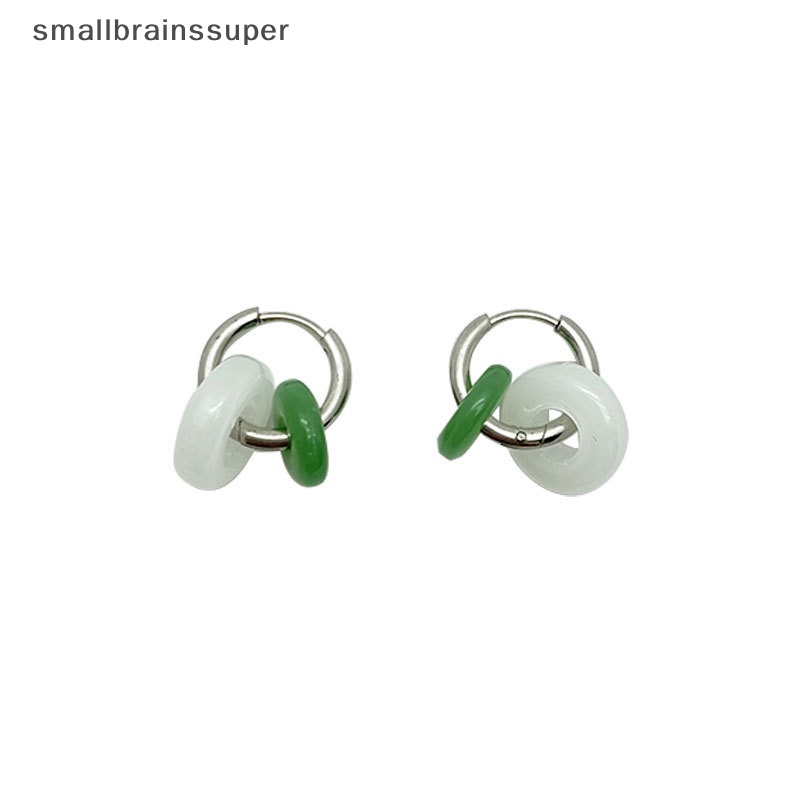 Bông Tai Bằng Thép Titan Đính Ngọc Bích Y2k Phong Cách Vintage Dành Cho Nữ