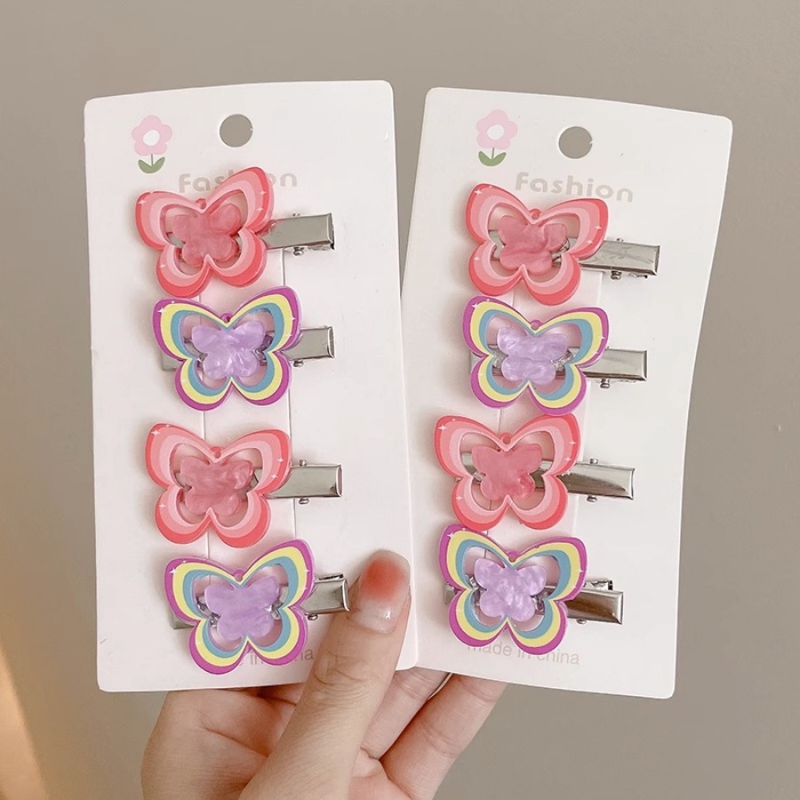 Set 2 Kẹp Tóc Hình Bướm Nhiều Màu Sắc Dễ Thương Phong Cách Hàn Quốc