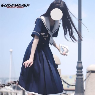 Sugemiusi Bộ Đồng Phục Thủy Thủ Nhật Bản JK Cổ Thủy Thủ Dáng Vừa Eo Hẹp Eo Trung Bình Phong Cách Preppy Cho Nữ Sinh