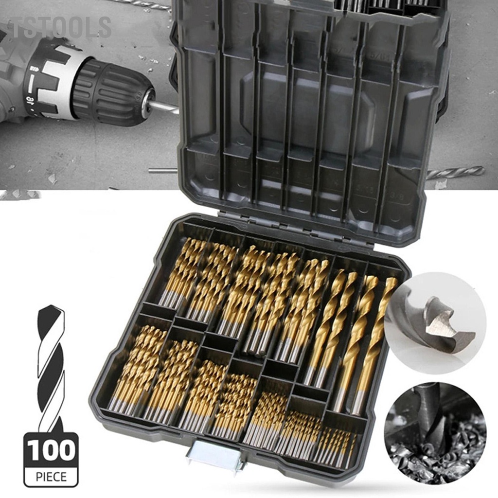 TSTOOLS Bộ Mũi Khoan Xoắn Thép Tốc Độ Cao 1.5mm đến 10mm Với Hộp Lưu Trữ Để Chế Biến Gỗ