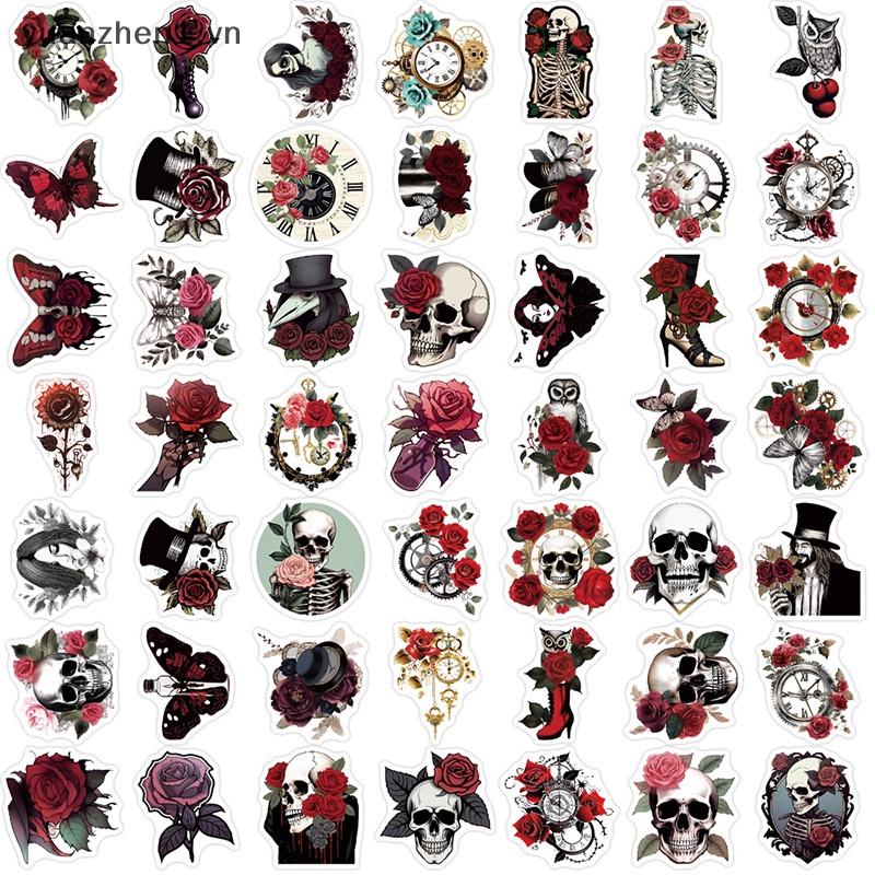 Set 50 Miếng Dán Graffiti Hình Hoa Hồng Trang Trí Đa Ứng Dụng