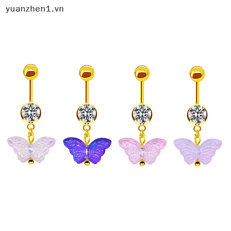 Khuyên Rốn Hình Bướm Đính Đá Bằng Thép Không Gỉ Thời Trang Cho Nữ