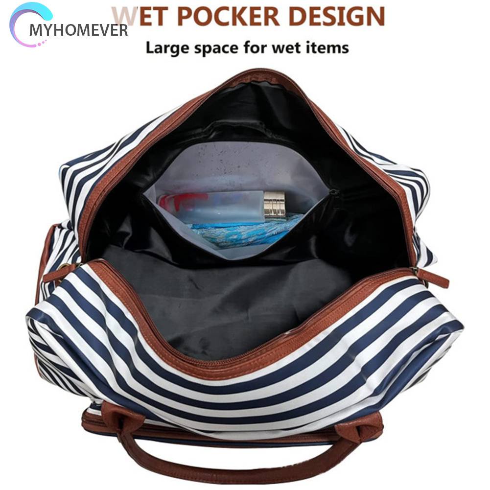 Túi Xách Canvas Cỡ Lớn Có Ngăn Đựng Đồ Khô / Ướt Tiện Dụng Cho Nam Và Nữ